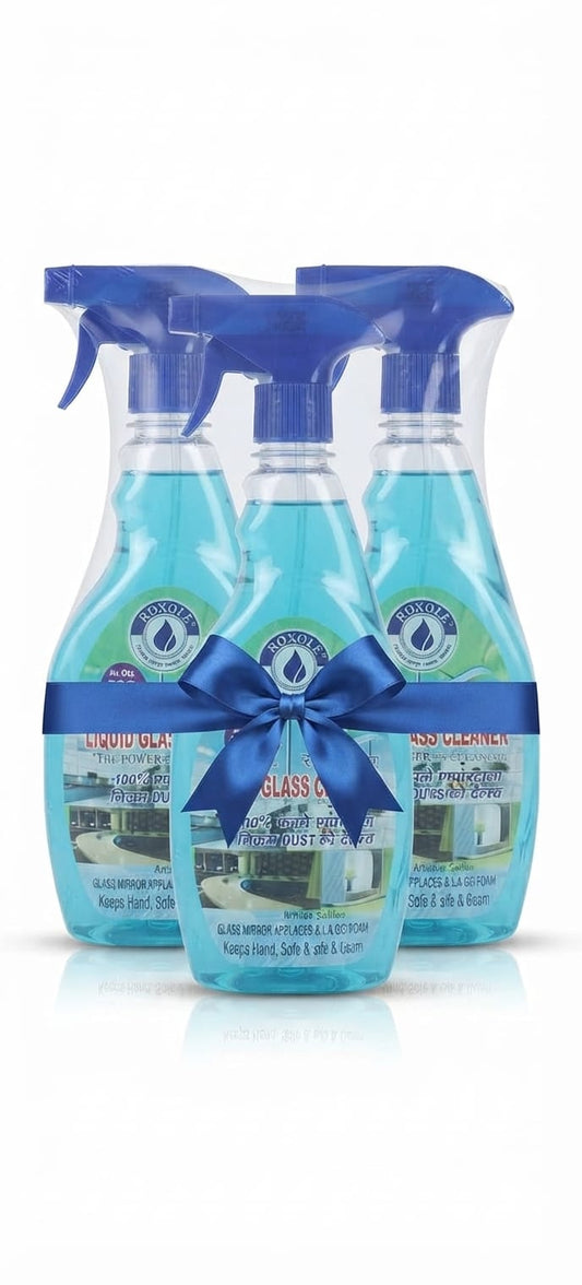 Professional-grade glass cleaning solution designed for streak-free shine on windows, mirrors, and glass surfaces. This combo pack includes three 500 ml bottles for extended use across your home or workspace.