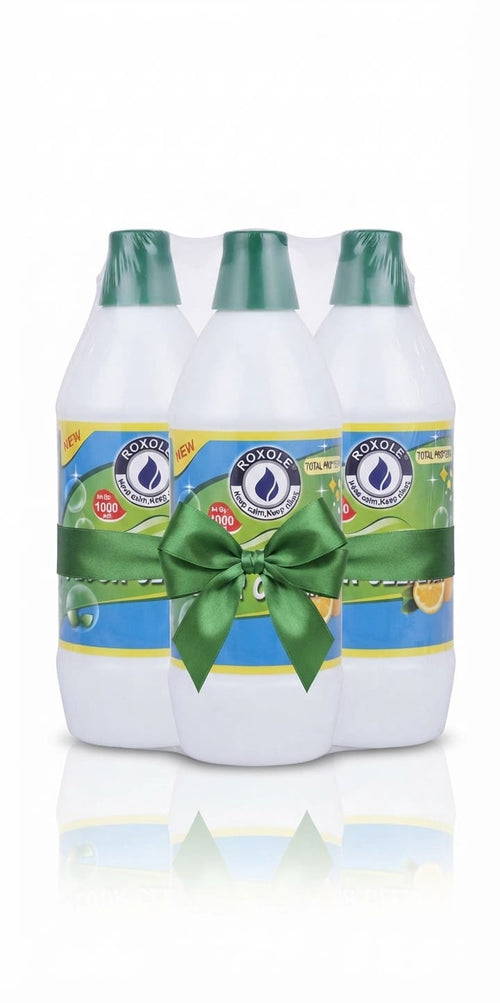 Deep clean your floors with Roxole Floor Cleaning Combo. This pack includes 3 bottles of premium floor cleaner, each containing 1 liter of powerful, effective cleaning solution.